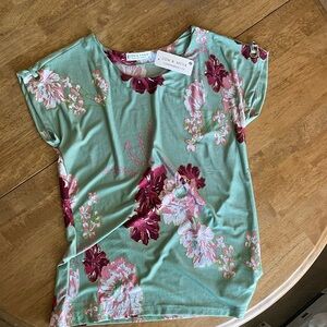 Floral Green and Pink Top